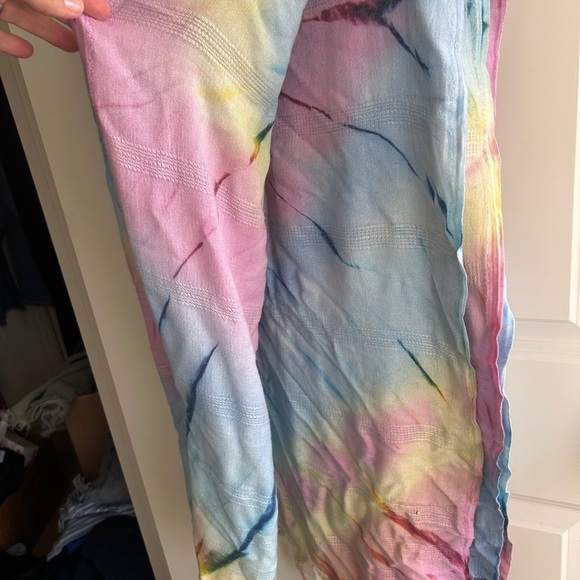 EUC Tie-Dye Pastel Turkish towel, shawl, pashmina.  Pink blue yellow swirl - Picture 7 of 8